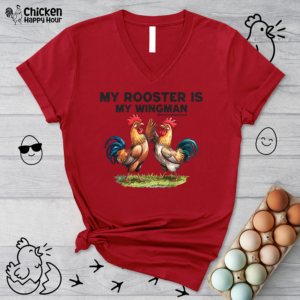 My Rooster is My Wingman V-Neck Tee