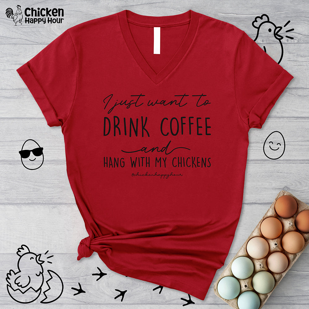 I Just Want to Drink Coffee V-Neck Tee