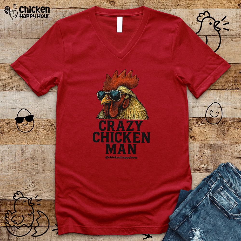 Crazy Chicken Man V-Neck Tee