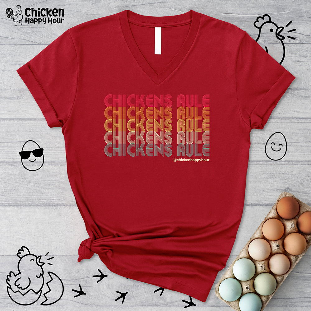 Chickens Rule V-Neck Tee
