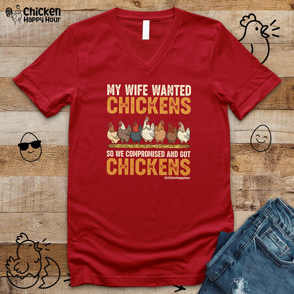 My Wife Wanted Chickens V-Neck Tee