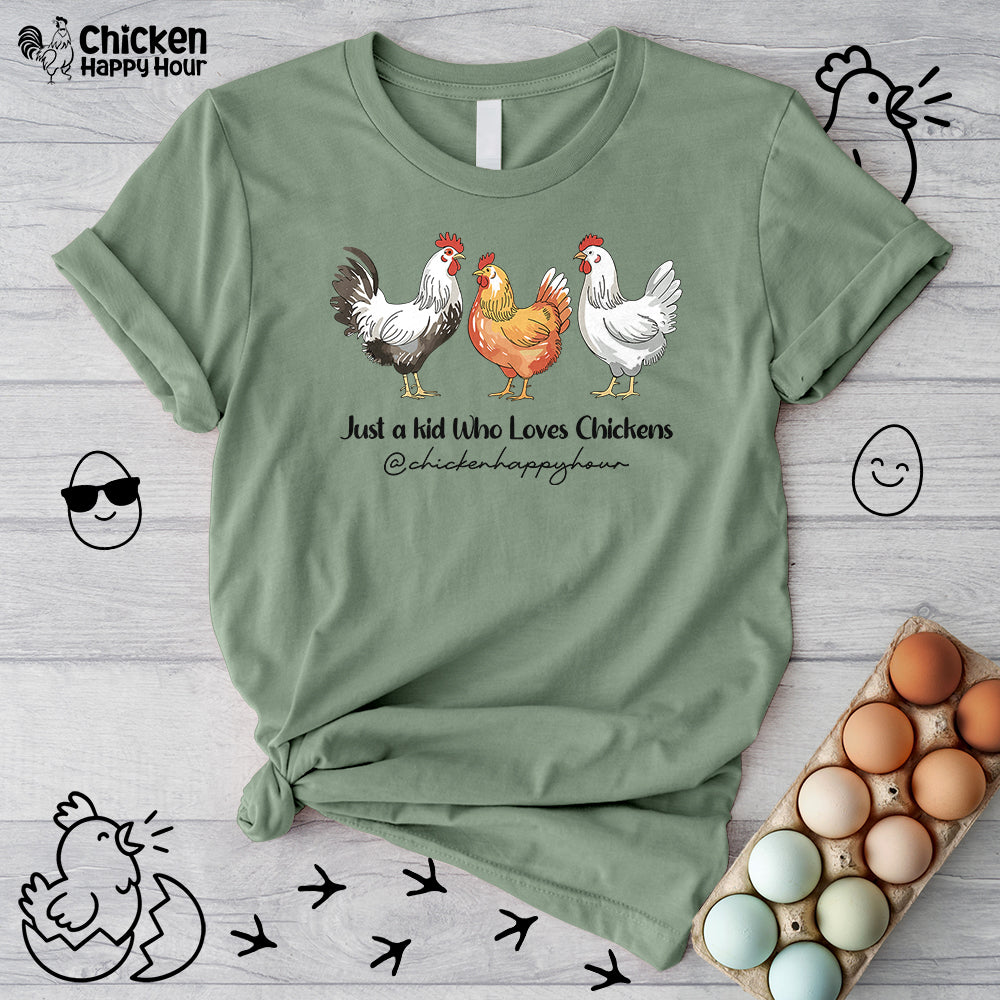 Just a Kid Who Loves Chickens Unisex Tee