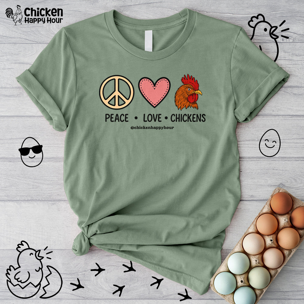 Peace Love Chickens Unisex Tee
