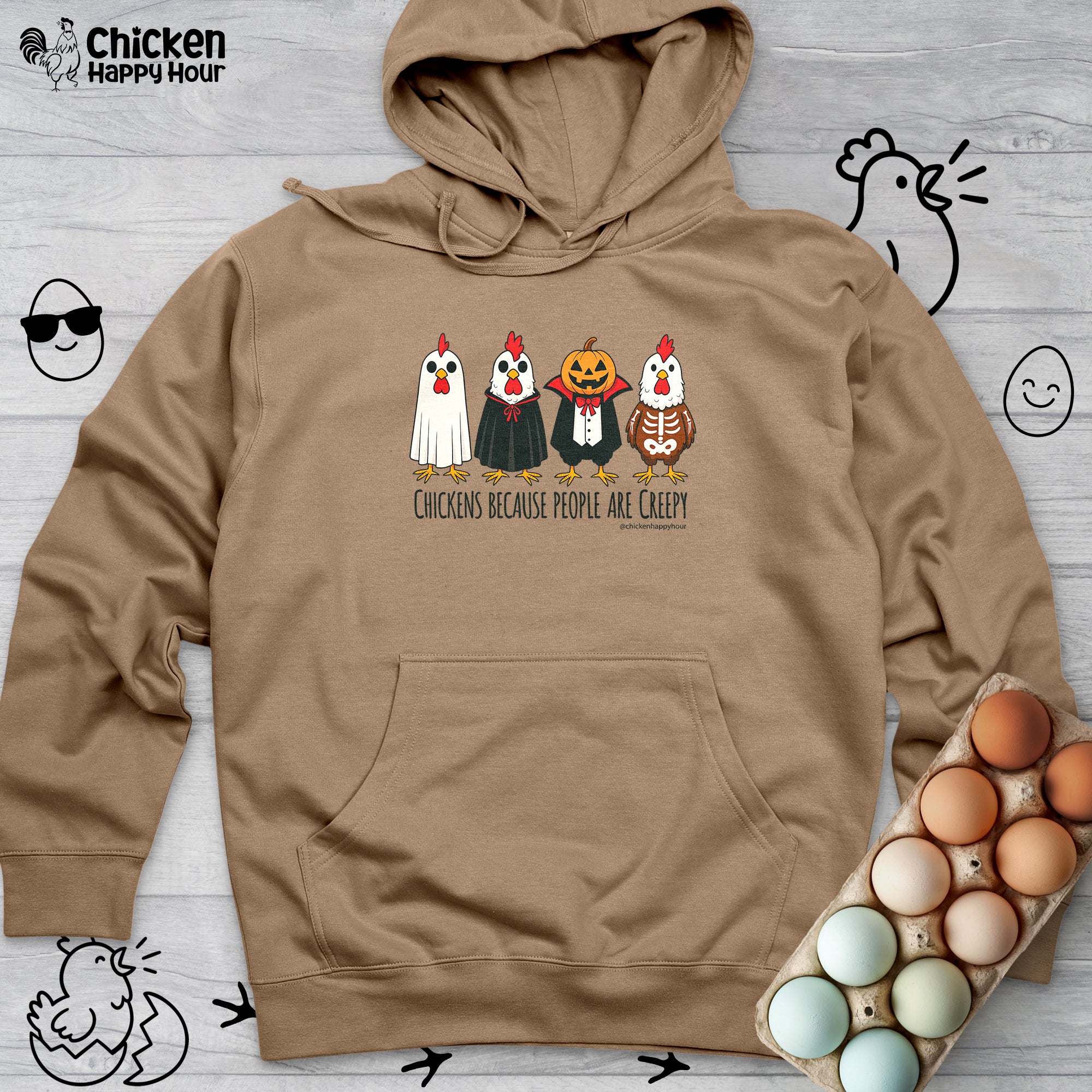 Chickens Because People Are Creepy Hooded Sweatshirt