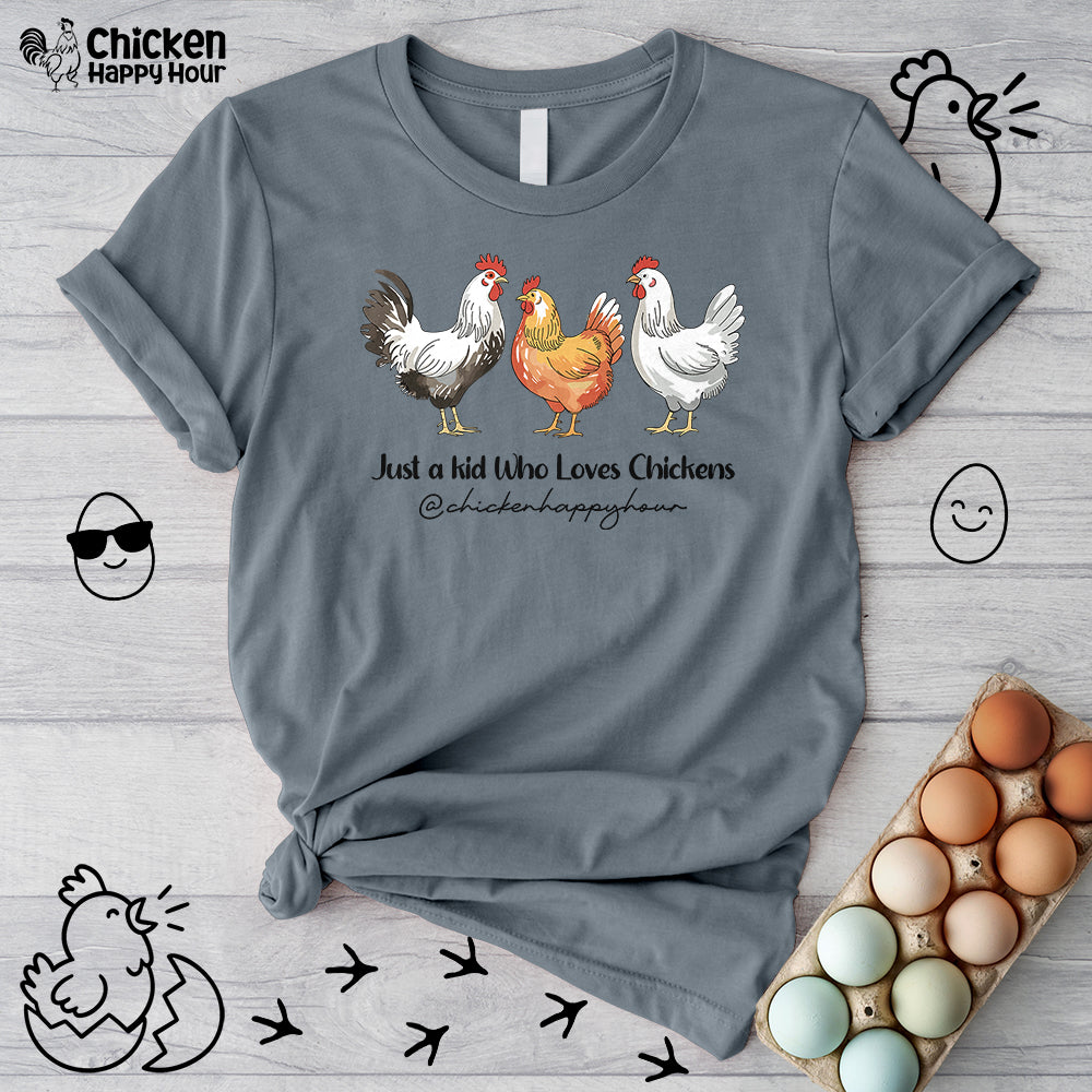 Just a Kid Who Loves Chickens Unisex Tee