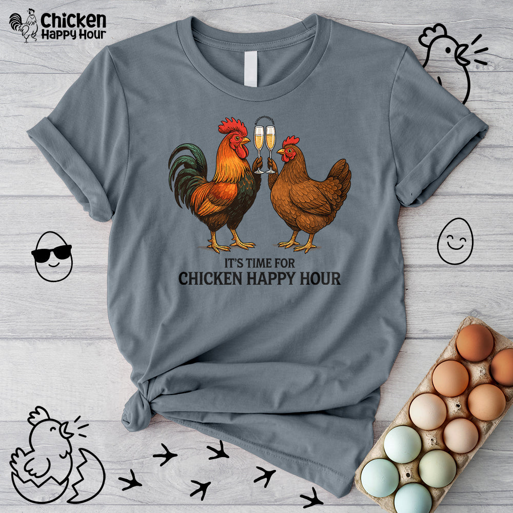 It’s Time for Chicken Happy Hour With Rooster and Hen Unisex Tee