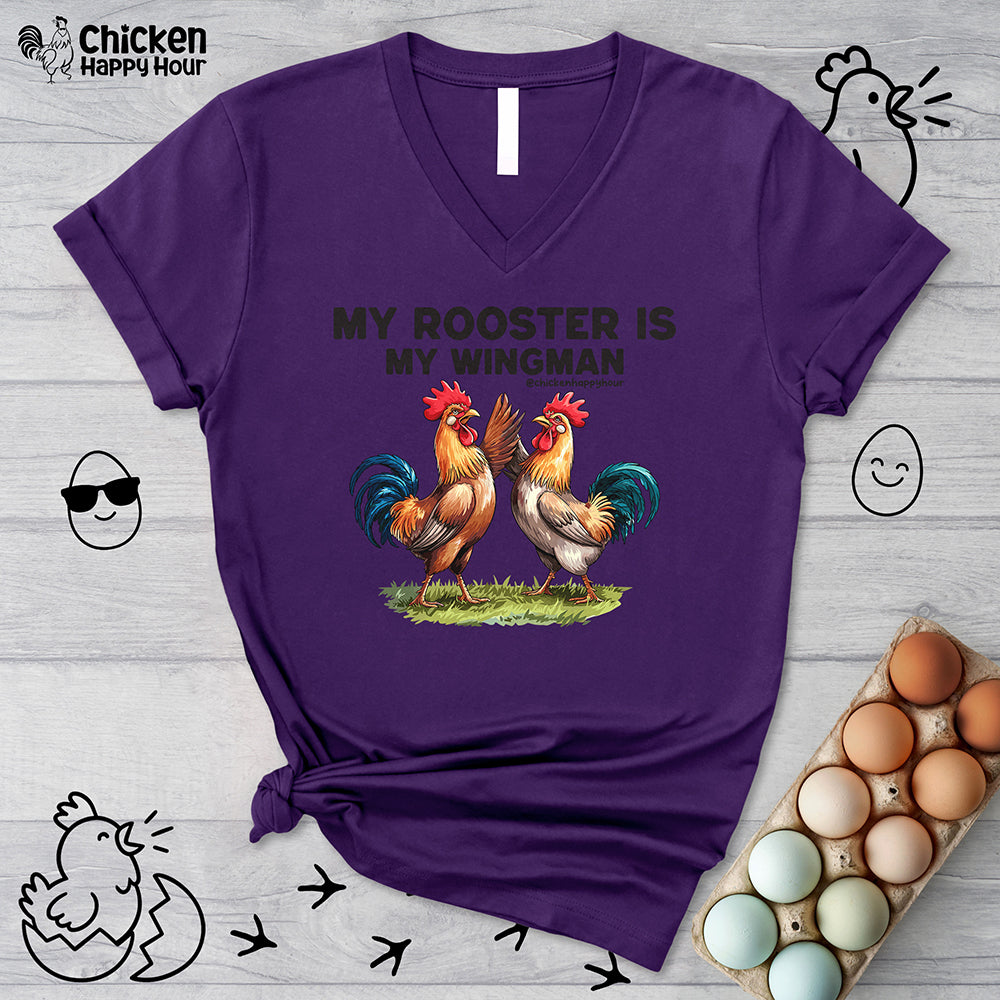 My Rooster is My Wingman V-Neck Tee