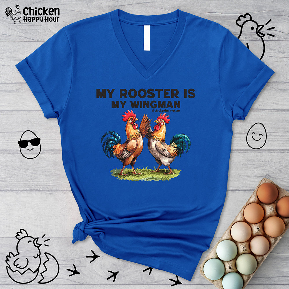 My Rooster is My Wingman V-Neck Tee
