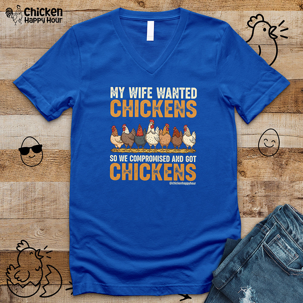 My Wife Wanted Chickens V-Neck Tee
