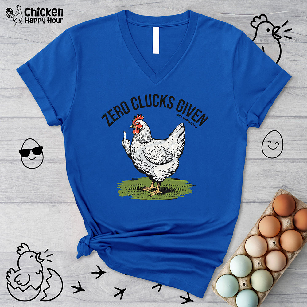 Zero Clucks Given V-Neck Tee