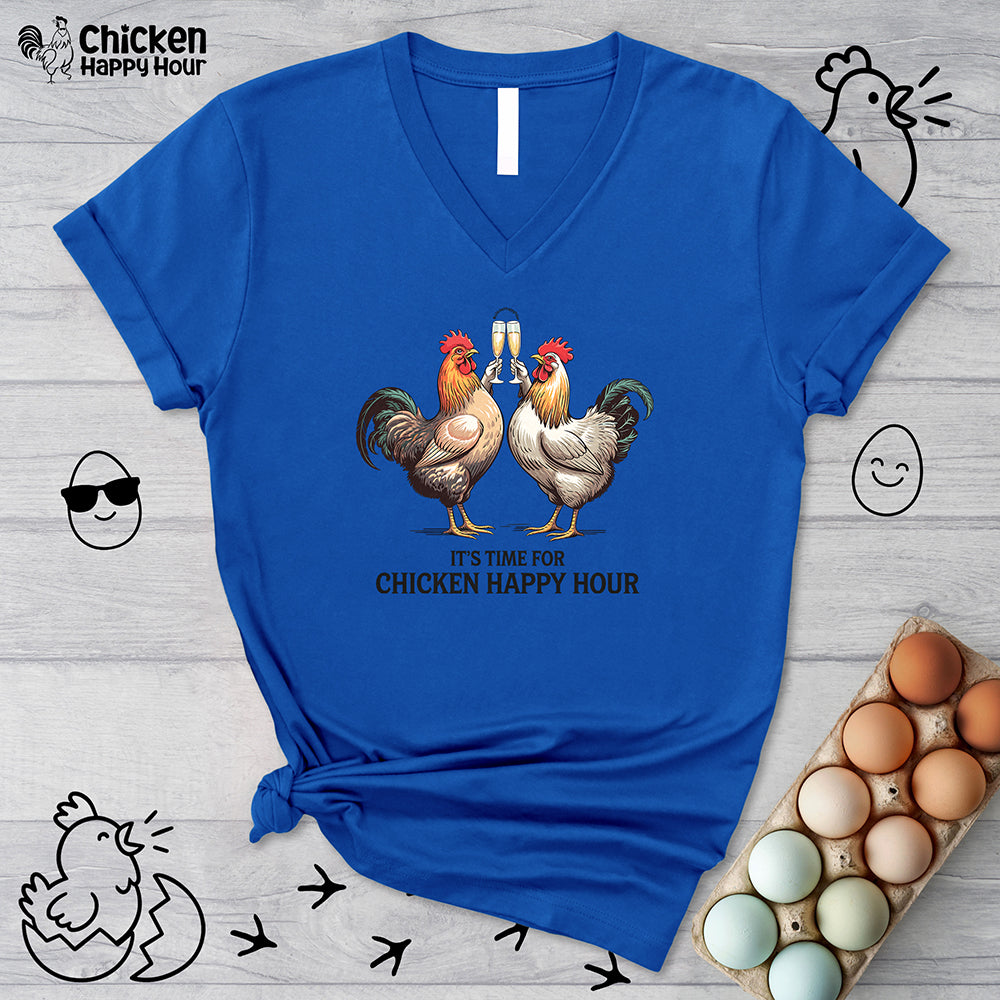 It’s Time For Chicken Happy Hour V-Neck Tee