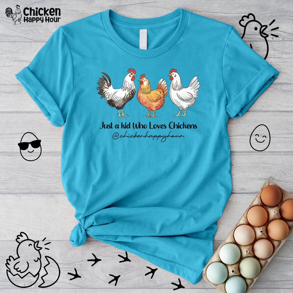 Just a Kid Who Loves Chickens Unisex Tee