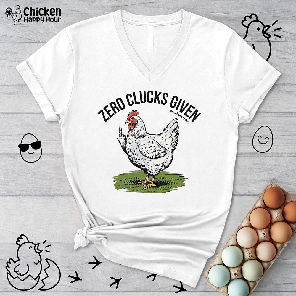 Zero Clucks Given V-Neck Tee