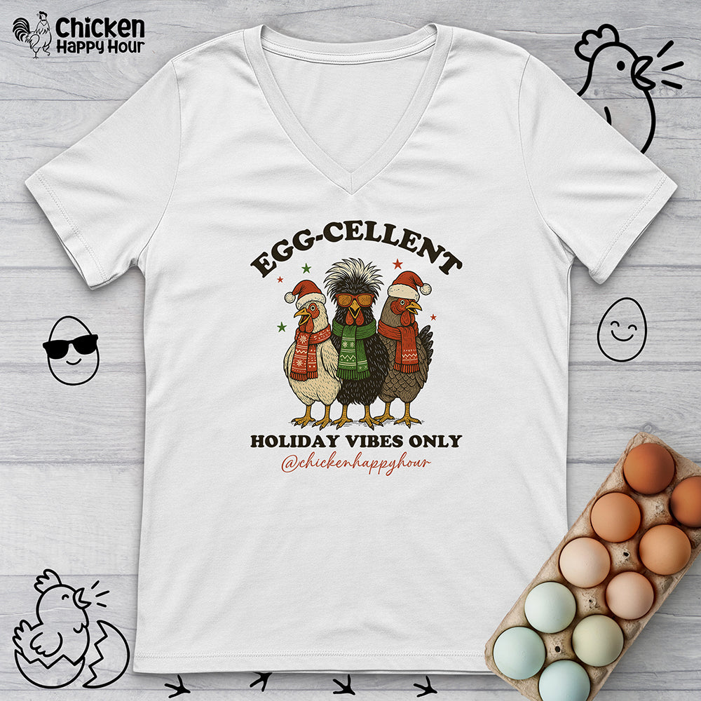 Egg-Cellent Holiday Vibes Only V-Neck Tee