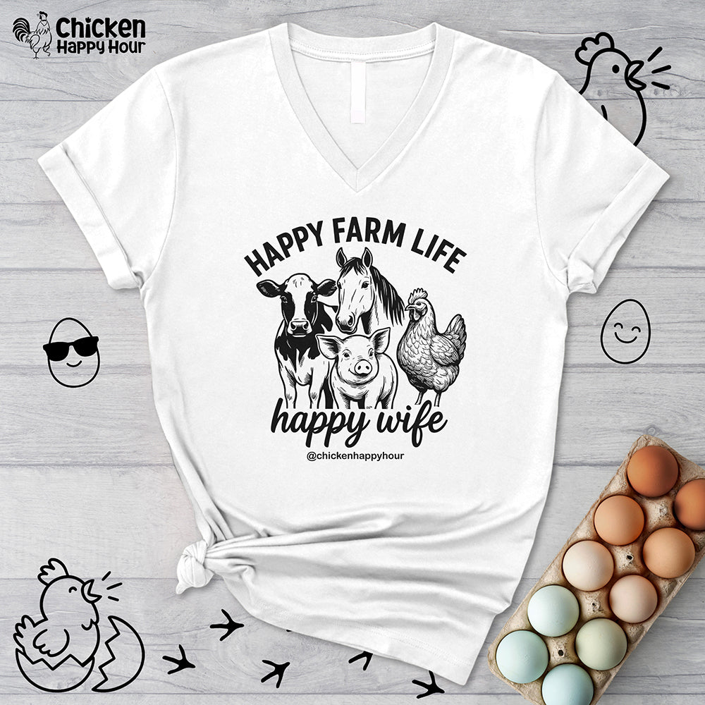 Happy Farm Life Happy Wife 01 V-Neck Tee