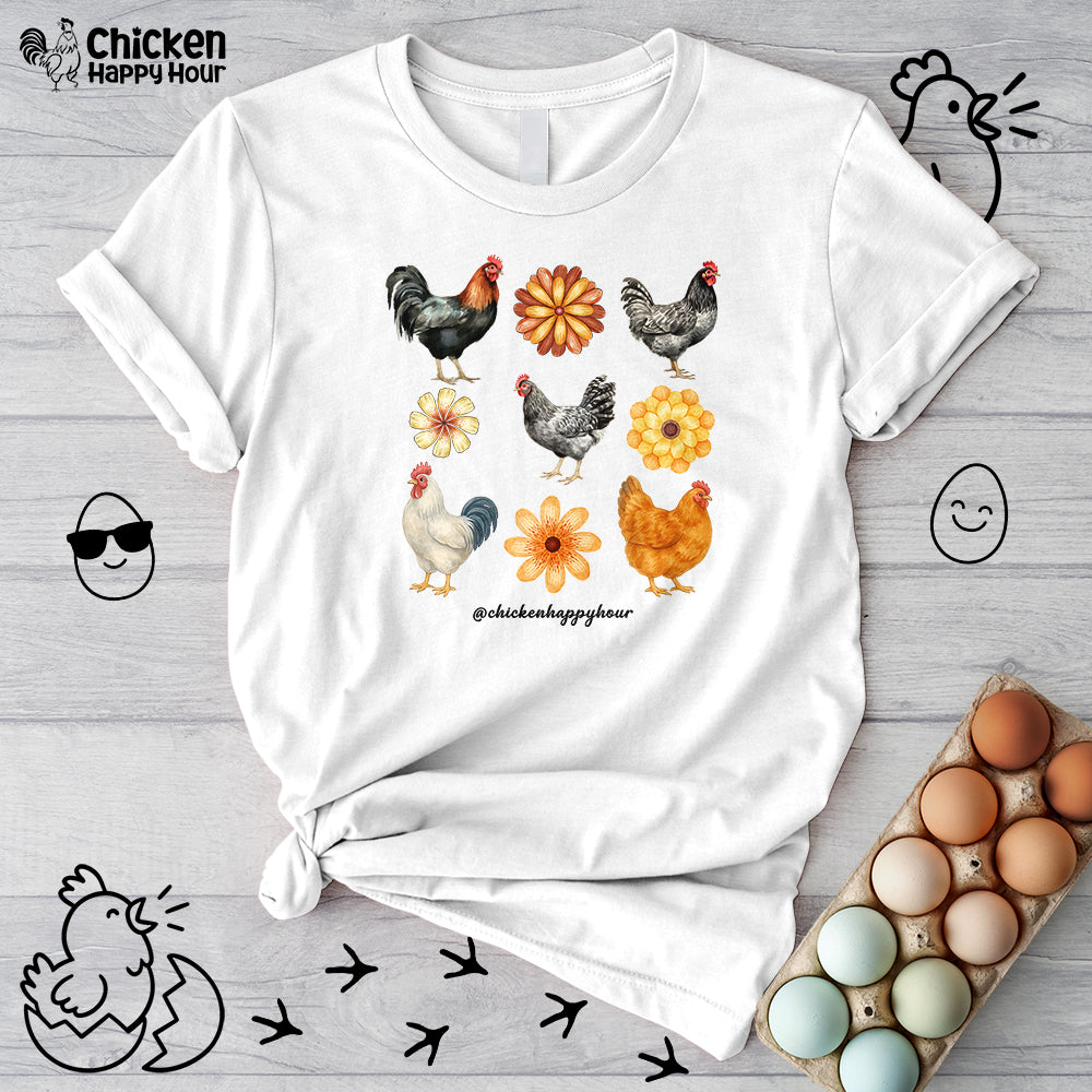 Chicken With Flowers Unisex Tee