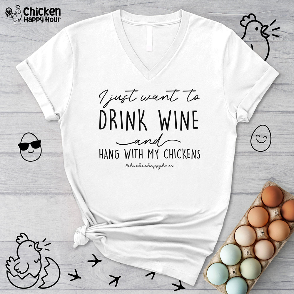 I Just Want to Drink Wine V-Neck Tee