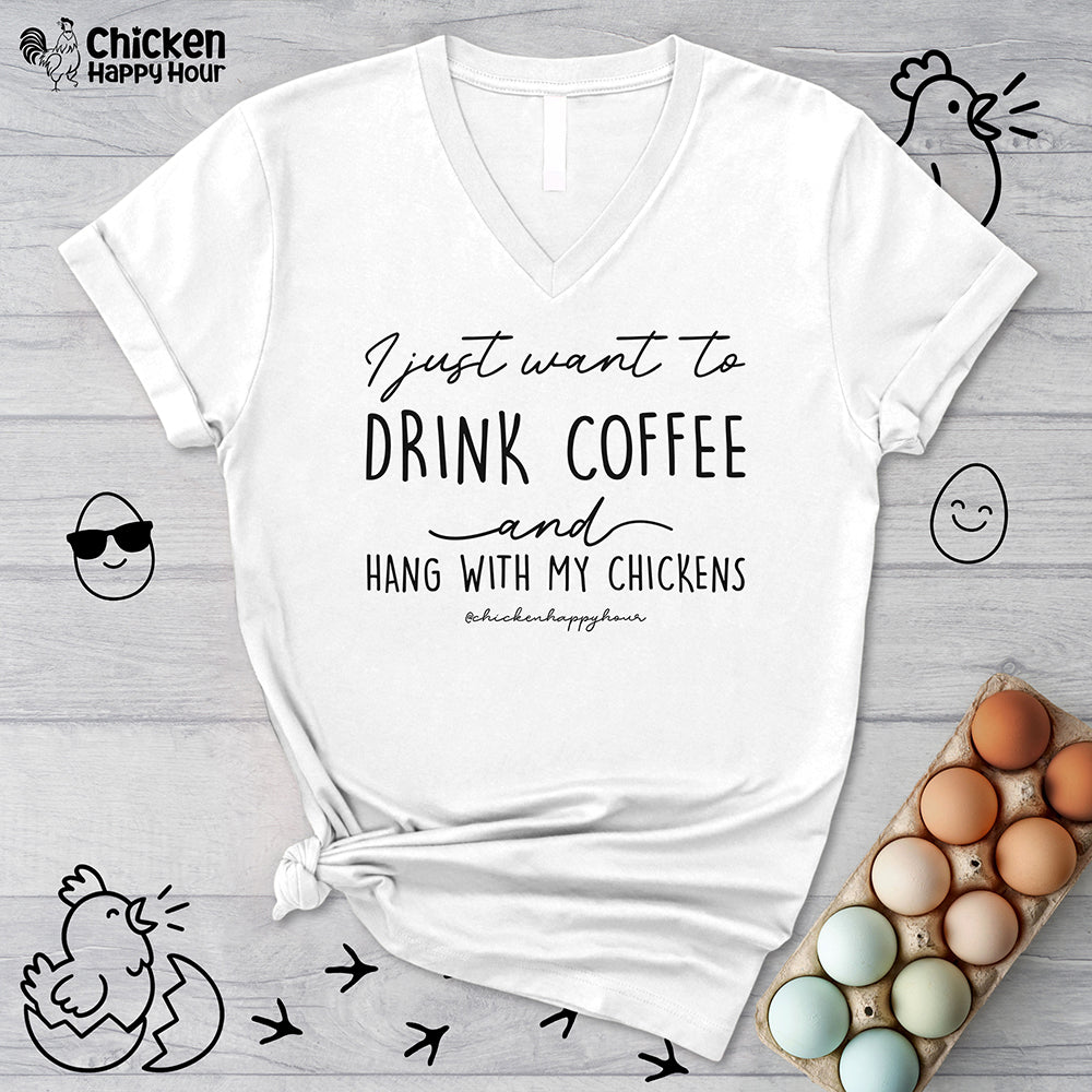 I Just Want to Drink Coffee V-Neck Tee