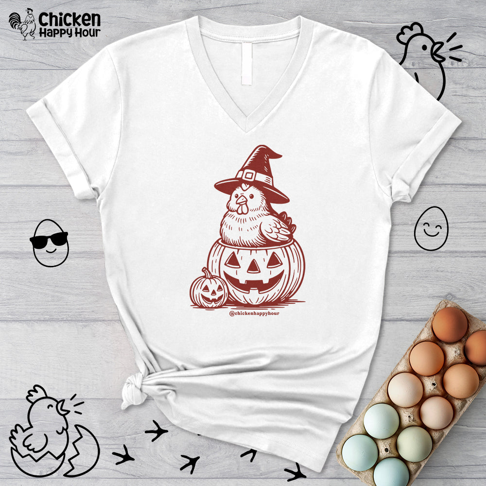 Halloween Chicken Witch in Pumpkin Unisex Tee
