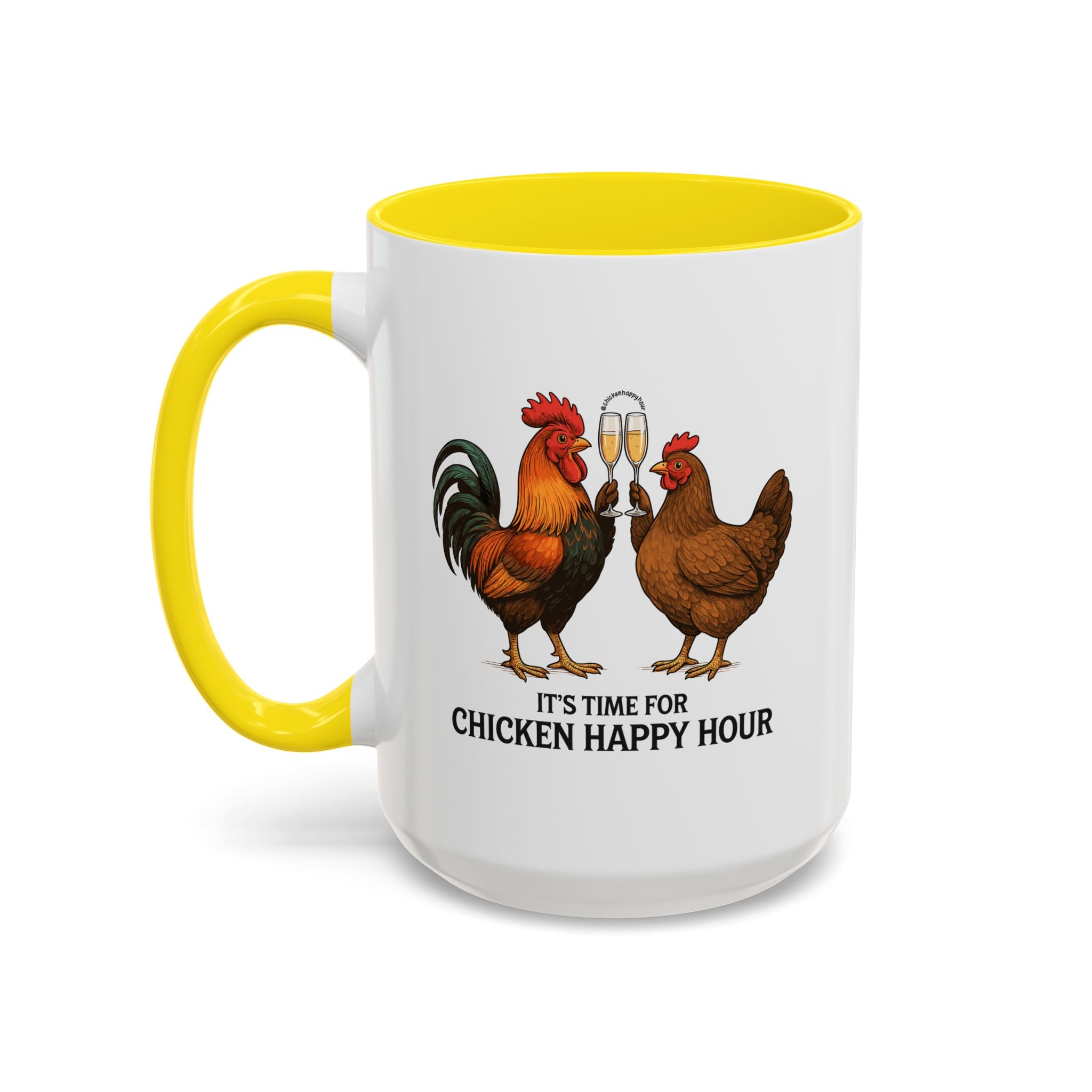 It’s Time for Chicken Happy Hour With  Rooster and Hen Coffee Mug