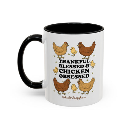 Thankful Blessed and Chicken Obsessed Coffee Mug