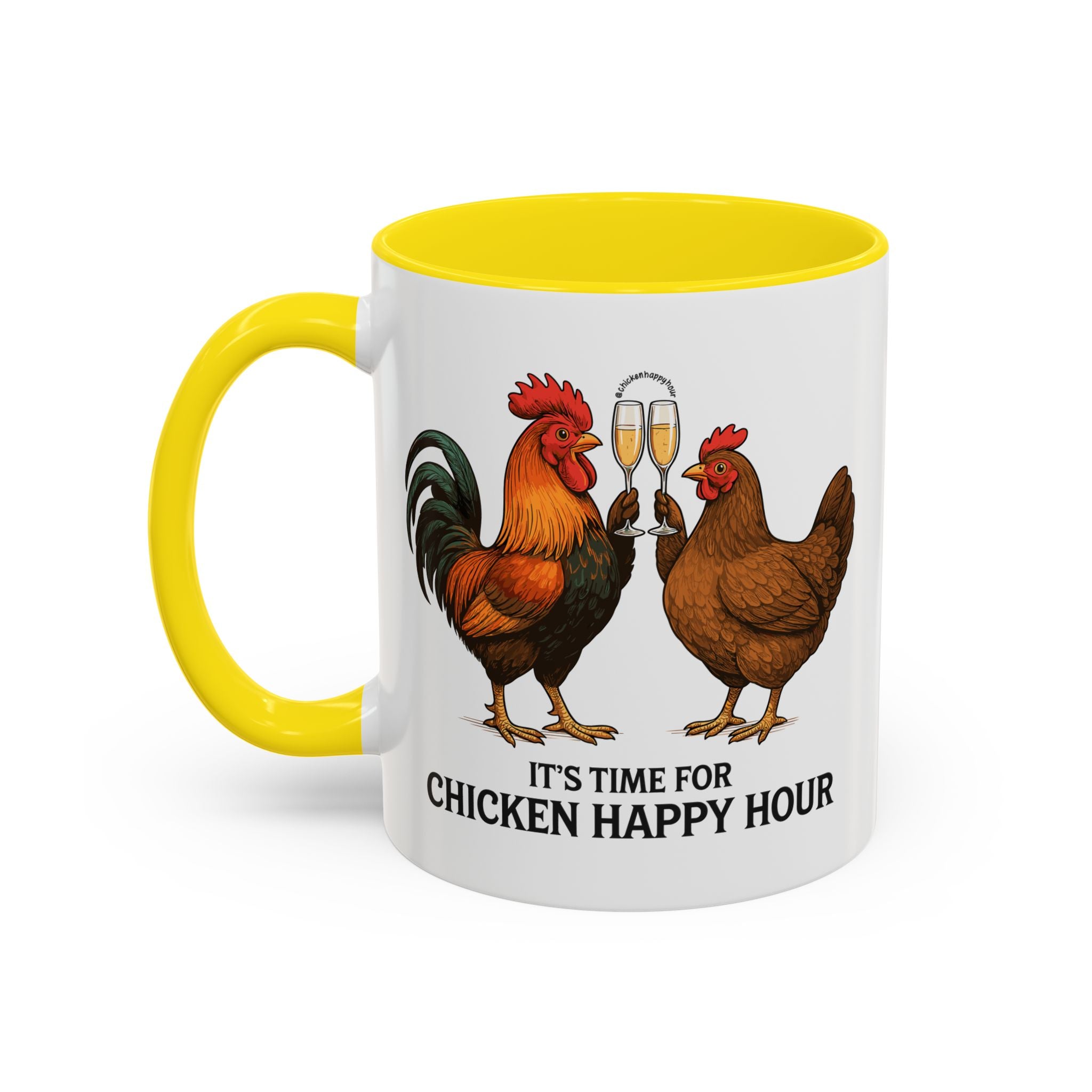 It’s Time for Chicken Happy Hour With  Rooster and Hen Coffee Mug