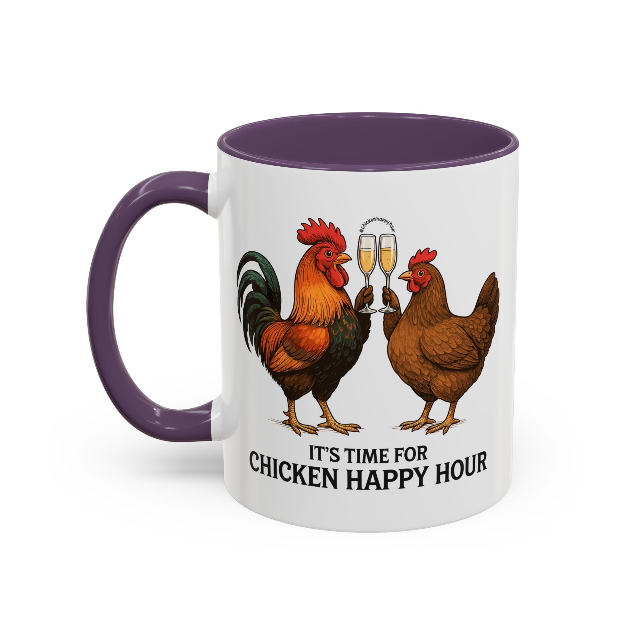 It’s Time for Chicken Happy Hour With  Rooster and Hen Coffee Mug