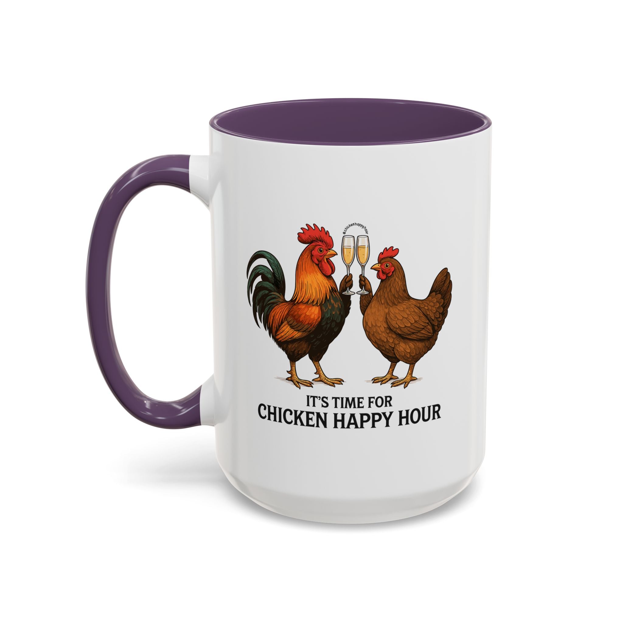 It’s Time for Chicken Happy Hour With  Rooster and Hen Coffee Mug