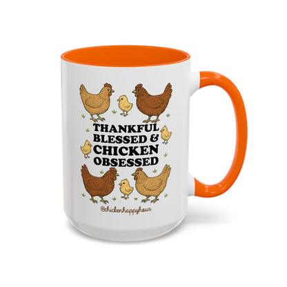 Thankful Blessed and Chicken Obsessed Coffee Mug