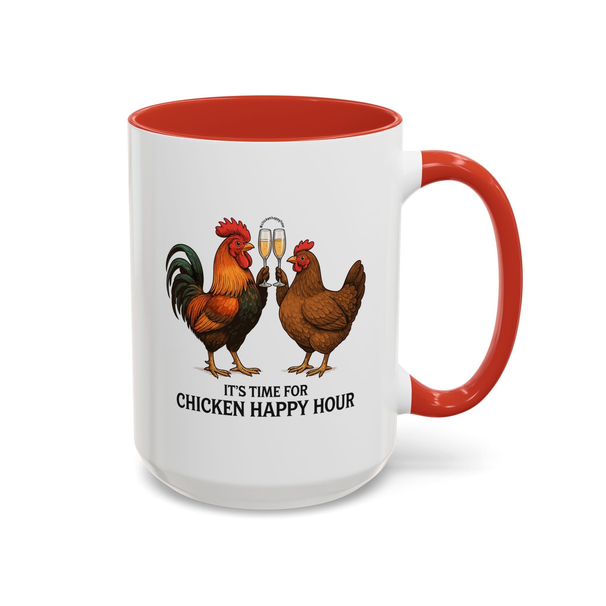 It’s Time for Chicken Happy Hour With  Rooster and Hen Coffee Mug
