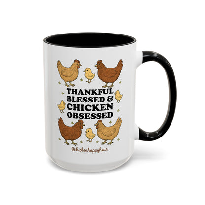 Thankful Blessed and Chicken Obsessed Coffee Mug