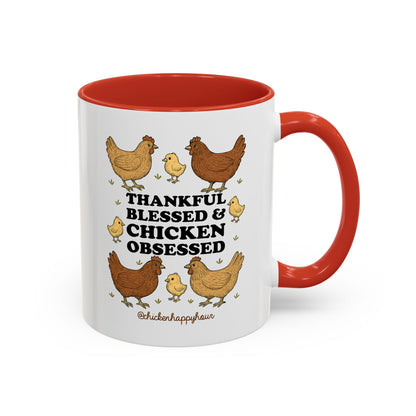 Thankful Blessed and Chicken Obsessed Coffee Mug