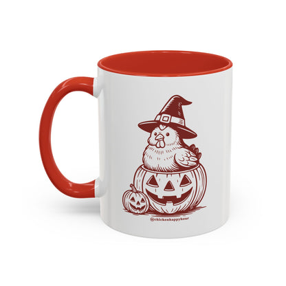 Halloween Chicken Witch in Pumpkin Coffee Mug