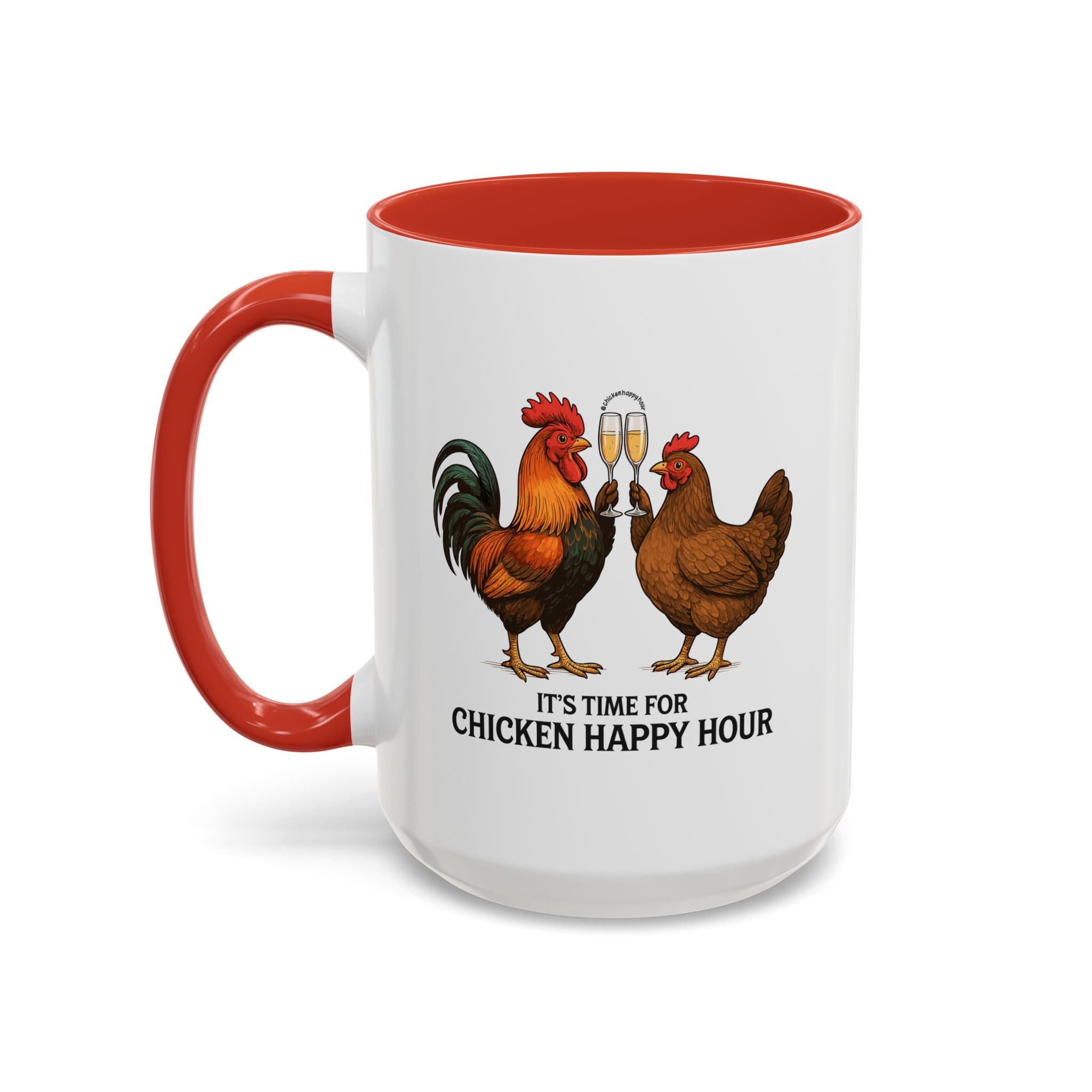 It’s Time for Chicken Happy Hour With  Rooster and Hen Coffee Mug
