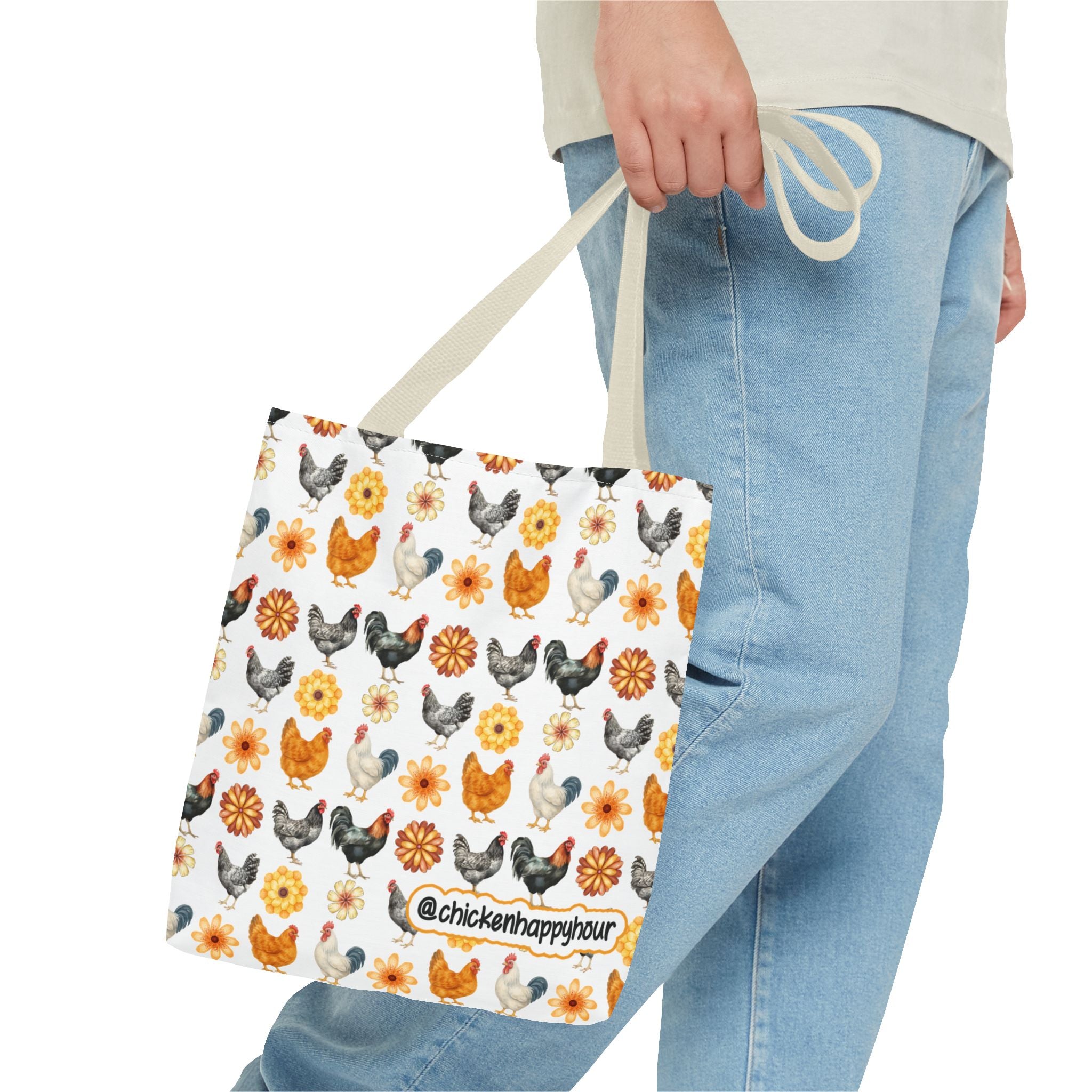 Chicken With Flowers Tote Bag