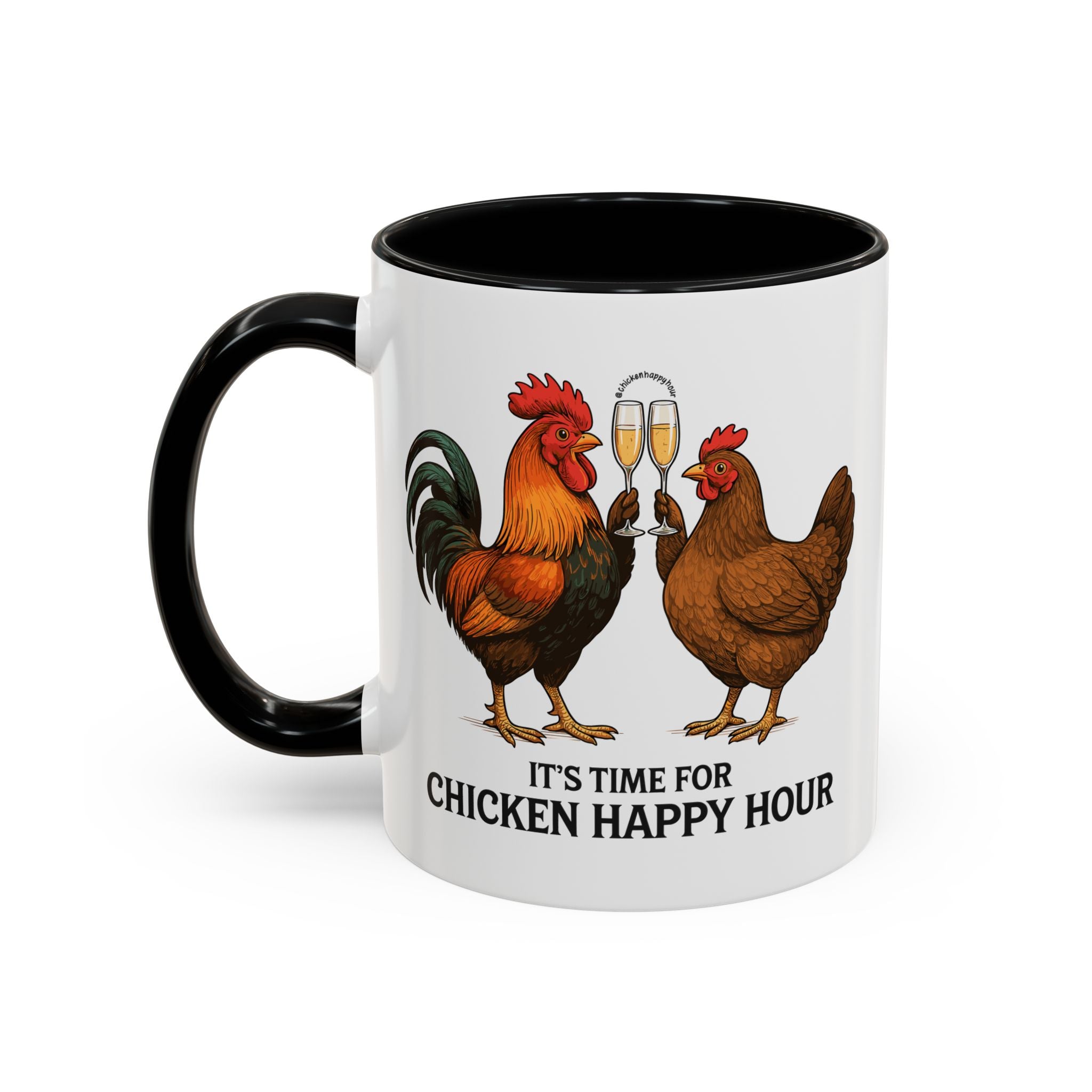 It’s Time for Chicken Happy Hour With  Rooster and Hen Coffee Mug