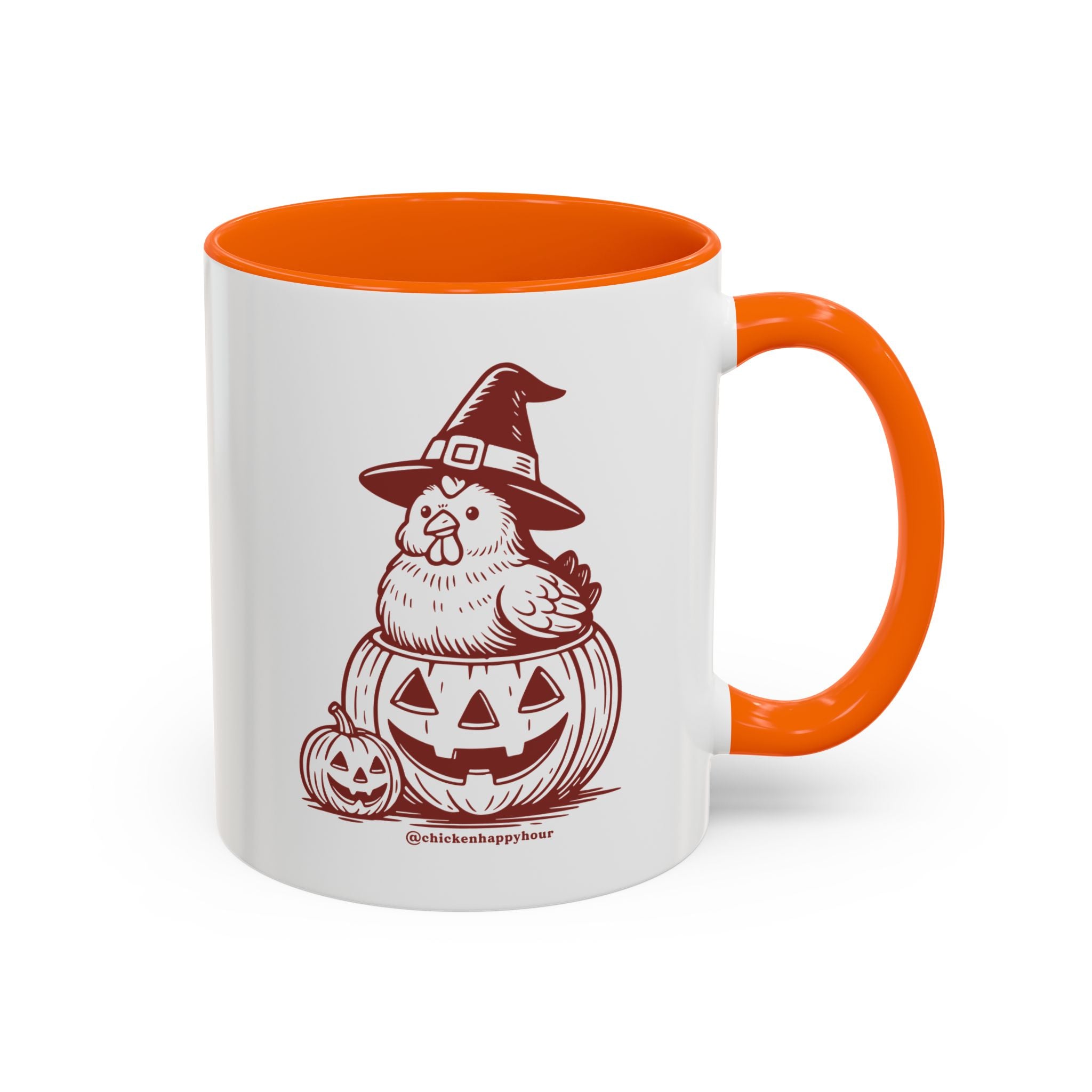 Halloween Chicken Witch in Pumpkin Coffee Mug