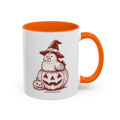 Halloween Chicken Witch in Pumpkin Coffee Mug