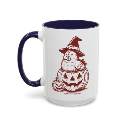 Halloween Chicken Witch in Pumpkin Coffee Mug