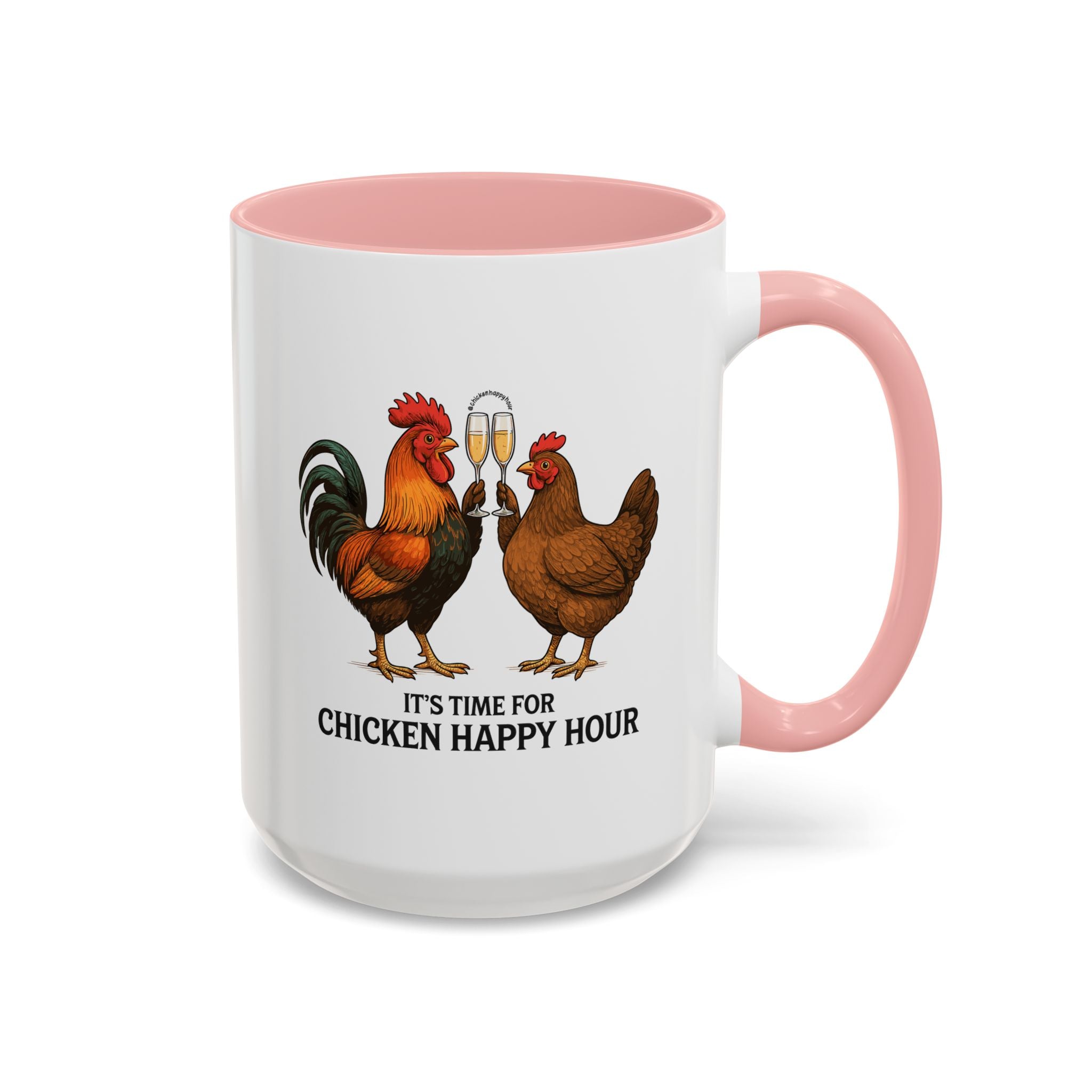 It’s Time for Chicken Happy Hour With  Rooster and Hen Coffee Mug