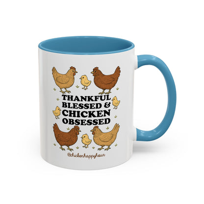 Thankful Blessed and Chicken Obsessed Coffee Mug