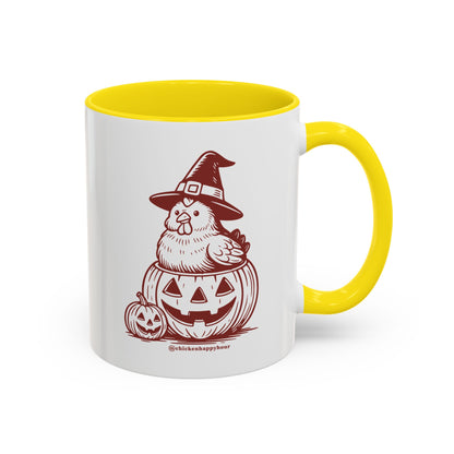 Halloween Chicken Witch in Pumpkin Coffee Mug