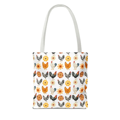 Chicken With Flowers Tote Bag