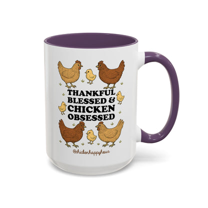 Thankful Blessed and Chicken Obsessed Coffee Mug