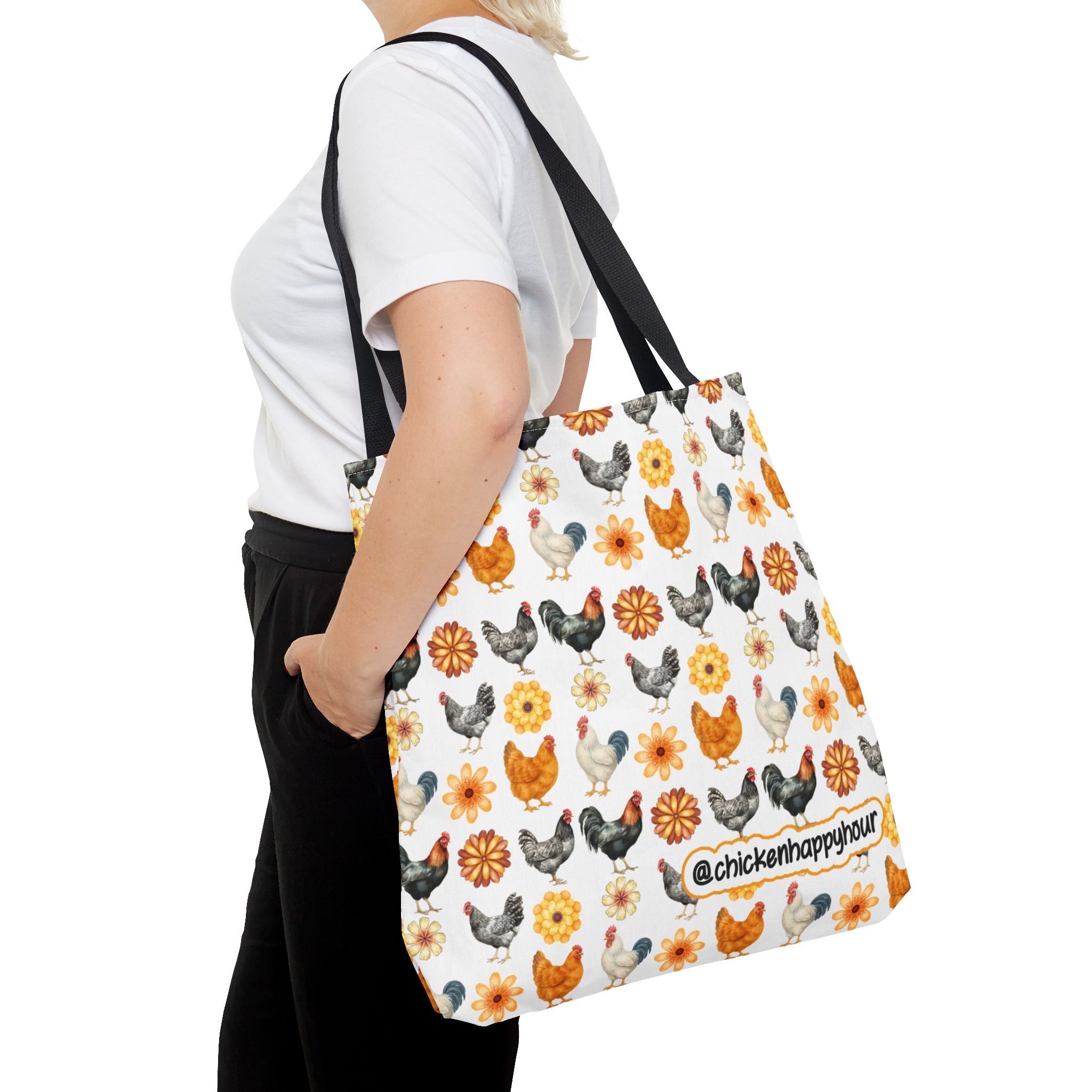 Chicken With Flowers Tote Bag