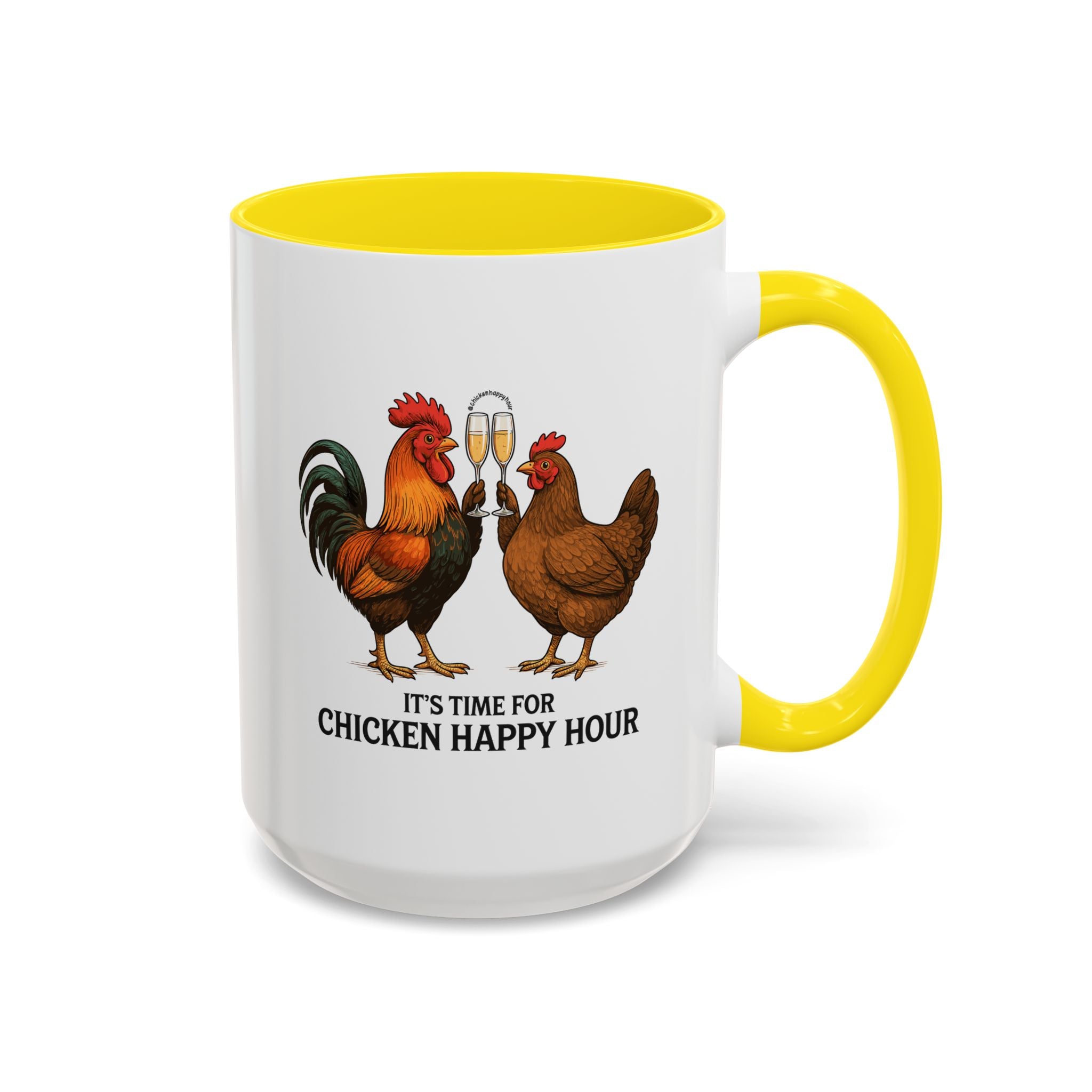 It’s Time for Chicken Happy Hour With  Rooster and Hen Coffee Mug