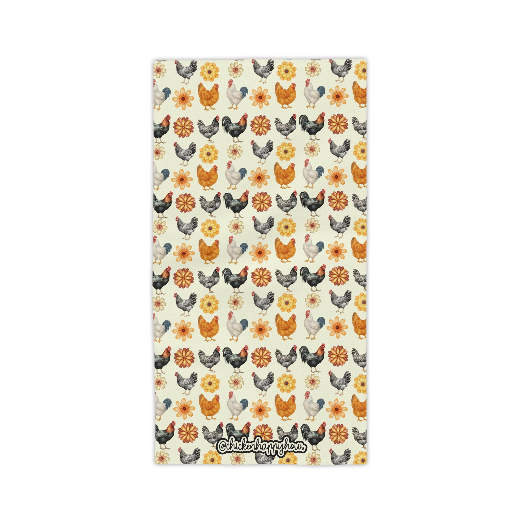 CHICKEN WITH FLOWER Beach Towel