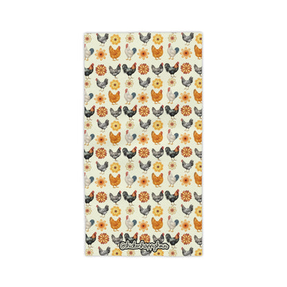 CHICKEN WITH FLOWER Beach Towel