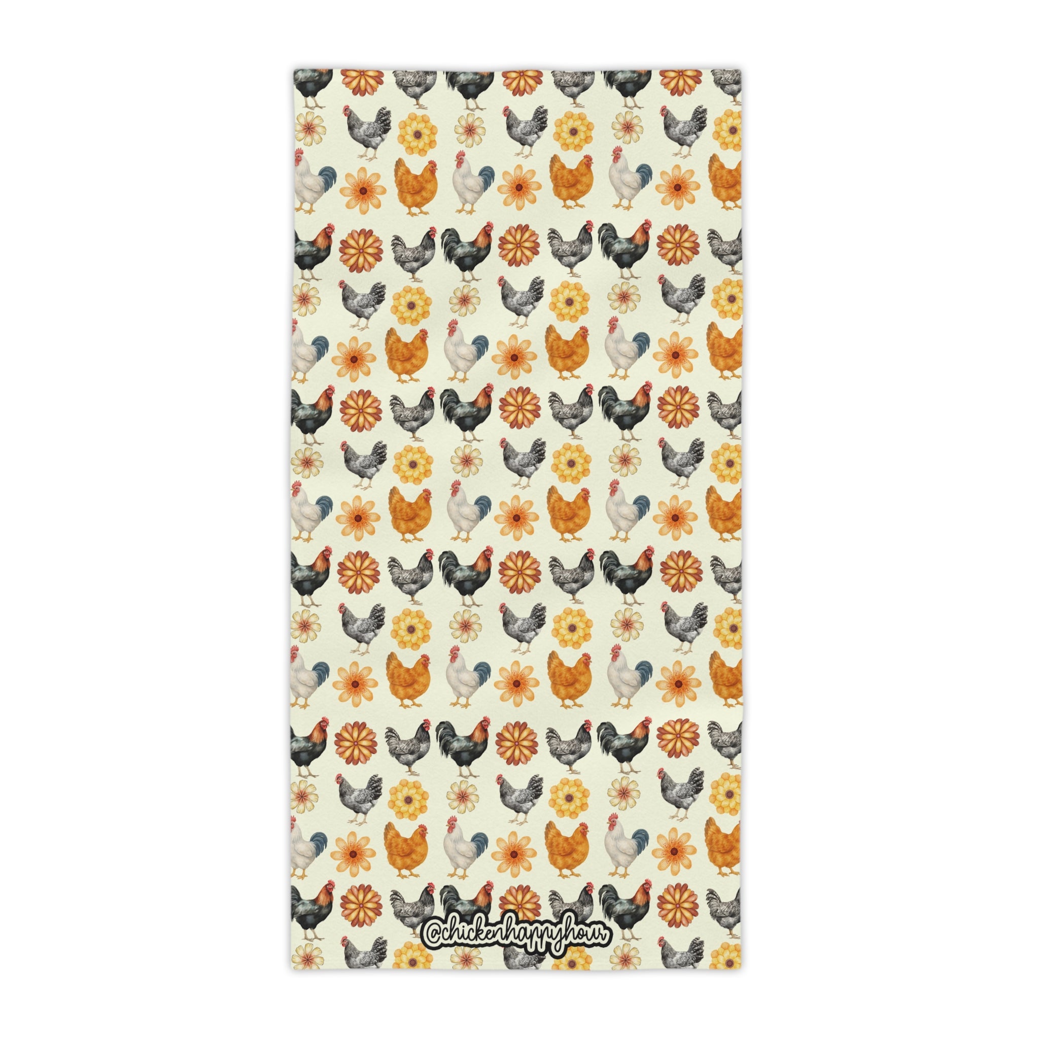 CHICKEN WITH FLOWER Beach Towel