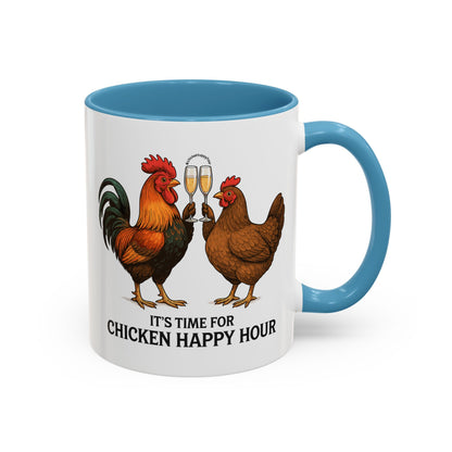 It’s Time for Chicken Happy Hour With  Rooster and Hen Coffee Mug